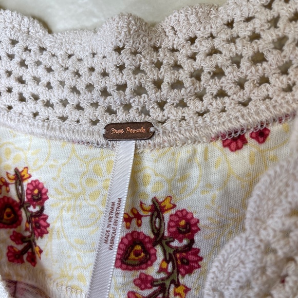 FP NWT Leilani Floral Lace Crochet Jersey Cropped Babydoll Cottagecore Shirt - Picture 13 of 16